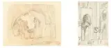 Ruines d'un cloître by Paul Huet, Aquarelle sur crayon noir sur papier beige, sold Nov 2014