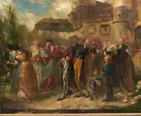 Comédie de rue by Emile Boilvin, Toile, sold Nov 2014