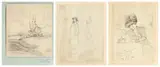 Portfolio Portfolio contenant cent dix-huit dessins environ réalisés par différents membres de la famille Perret-Carnot, alternant sujets familiaux, paysages et by Henri Perret-Carnot, Crayon noir, sold Nov 2014