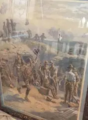 Vague d'assaut traversant une ambulance by Eugène Courboin, Aquarelle signée en bas à gauche, sold Feb 2018