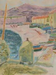 Le port de Collioure by Jules Cavaillès, 1967, Gouache sur papier, sold Mar 2024