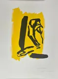 Abstraction d'un portrait jaune et noir by Monique Frydman, Lithographie E, sold Sep 2023