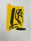 Abstraction d'un portrait jaune et noir by Monique Frydman, Lithographie E, sold Sep 2023