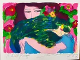 Femme au chat by Ting Walasse Ting, 1987, Lithographie, sold Sep 2023