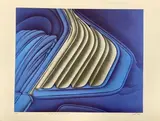 Abstraction grise et bleue by Poli Jacques Poli, 1982, Lithographie E, sold Sep 2023