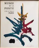 Musée de la Poste by Georges Mathieu, 1980, Affiche d'exposition signée au feutre rouge en bas à droite, sold Jun 2023