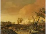 Südliche Landschaft mit Schafherden by Opgang Nicolas Piemont, oil on canvas, offered Mar 2025