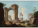 Capriccio mit Figurenstaffage by Giovanni Paolo Panini, oil on canvas, offered Sep 2023