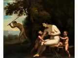 Adam und eva mit Kain und Abel Nach dem Sündenfall by Salomon Gessner, oil on canvas, sold Mar 2024