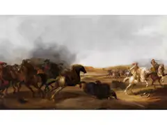 Reiterschlacht by Jan Jacobsz. van der Stoffe, oil on canvas, offered Mar 2026