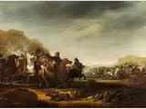 Schlachtenszene by Abraham van der Hoef, oil on panel, offered Mar 2026