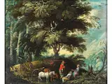 Landschaft mit Pferdefuhrwerk by Maerten Ryckaert, oil on copper, sold Jun 2023
