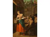 Vor Einem Wirtshaus by Jan Jozef Horemans d. Ä., oil on panel, offered Jun 2022