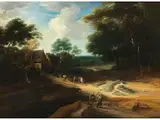 Weg an Waldrand mit Passanten by Lodewyck de Vadder, oil on canvas, sold Jun 2021