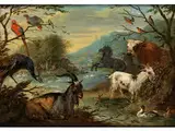 Paradiesgarten mit Sündenfall by Adriaen de Gryeff, oil on panel, sold Jul 2015