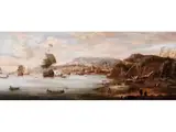 Englische Schiffe vor Grossem Hafen by Adriaen van Diest, oil on canvas, sold Sep 2025