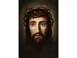Christus mit Dornenkrone by Michiel Coxie, oil on panel, sold Sep 2024