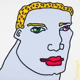 Untitled (blonde male) by Joe Average, 1999, acrylic on canvas, sold Jun 2020