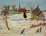 Winter, Ashton by A. Y. Jackson, oil on board, sold May 2020