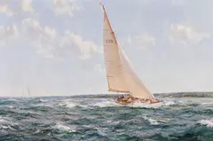 Down Solent - The Yacht Cohoe by Montague Dawson, oil on canvas, sold May 2020