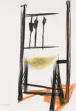Chair and Variations by Oscar Cahén, 1953, mixed media on paper, sold Mar 2020