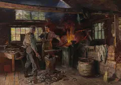 The Blacksmith by Henry Sandham, oil on canvas, sold Feb 2020