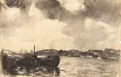 Rotterdam by Lesser Ury, Um 1913, Kohle auf festem Papier (Prägestempel: G. H. sowie Signet einer Hand mit Axt), sold Jun 2013