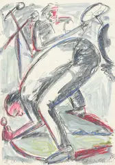 Sänger by Helmut Middendorf, 1980, Gouache, Kohle und Farbkreide auf Papier, sold Jul 2025