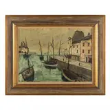Harbor Scene by Charles Levier, Oil on canvas, sold Oct 2023