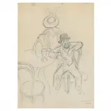 Toulouse Lautrec Y La Goulue by Ricardo Opisso I Sala, Charcoal on paper, sold Oct 2023