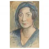 A Girl from Bessarabia by David Burliuk, Pastel and crayon on paper, sold Oct 2023