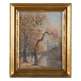 Autumn Canal Scene by Carl Bosevang, Oil on canvas, sold Oct 2023