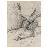 Figure Sleeping on a Rock by Eugene Berman, Ink on paper, sold Oct 2023