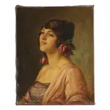 Portrait of a Lady by Antal Litkei, Oil on canvas, sold Oct 2023
