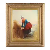 Harvesting in Normandy by John Lane Lomas, Oil on canvas (lined), sold Oct 2023