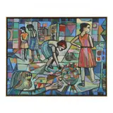 Children Playing by Irving Amen, Oil on canvas, sold Oct 2023