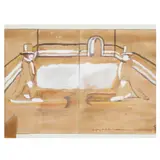 Two Figures with Top Hats Walking by Clifford Condak, Gouache and watercolor on paper, sold Oct 2023