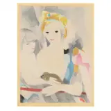 Woman, Child, and Dog by Marie Laurencin, Hand-colored etching and aquatint, sold Oct 2023