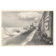 Waterfront by Raphael Soyer, Lithograph, sold Oct 2023