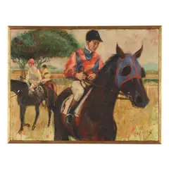 Tres Fantini All'ippodromo, Roma by Henry Koehler, Oil on canvas, sold Sep 2023