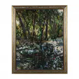 Sun-Dappled Forest Brook by Deborah Souders, Oil on panel, sold Sep 2023