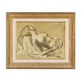 Sleeping Nude by August Nordhausen, Oil on artist board, sold Sep 2023