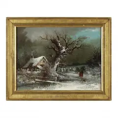 A Snowy Evening by James Northcote, Oil on canvas, sold Sep 2023
