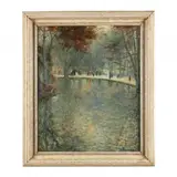 Park Scene with Figures and Swans by Mischa Askenazy, Oil on canvas, sold Sep 2023