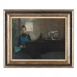 Young Woman at a Piano by Irwin Greenberg, Oil on canvas, sold Sep 2023