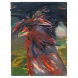 Head of a Rooster by Andrea Burchette, Watercolor and gouache on paper, sold Sep 2023