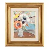 Still Life Before a Window by Charles Levier, Oil on board, sold Sep 2023