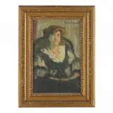 Portrait of a Seated Woman by Evelio Torent, Oil on canvas, sold Sep 2023