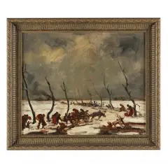 Winter March by Armand Jamar, Oil on canvas, sold Sep 2023