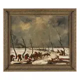 Winter March by Armand Jamar, Oil on canvas, sold Sep 2023